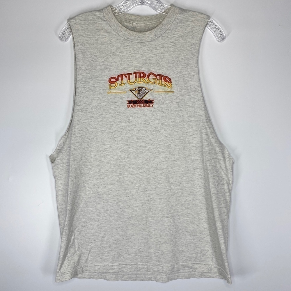 Sturgis Black Hills Rally 2006 Cut Off Grey Motorcycle Tshirt Eagle Large